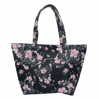 Tote Bag with Monogrammed Rose Pattern